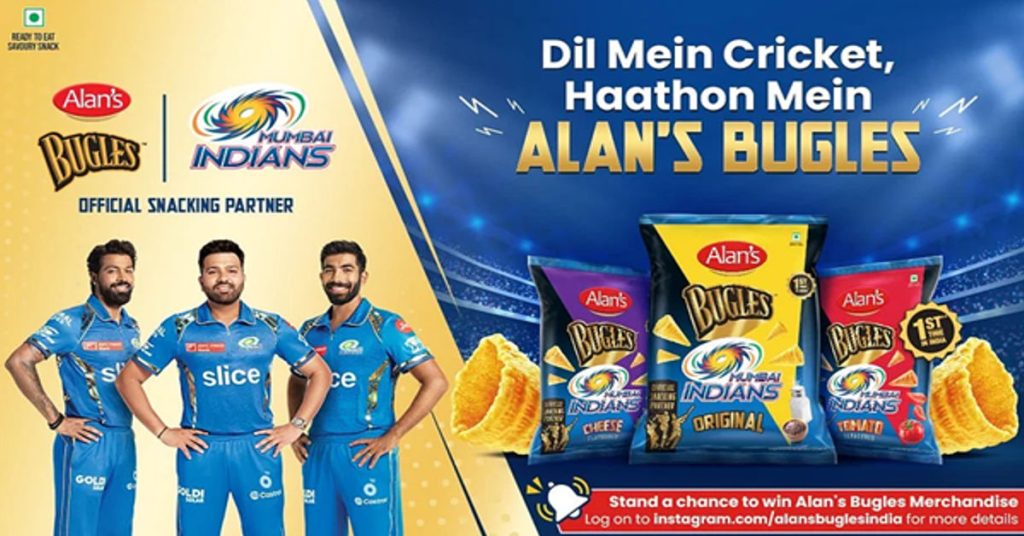 Alan’s Bugles partners with Mumbai Indians as its official snacking partner for IPL 2024