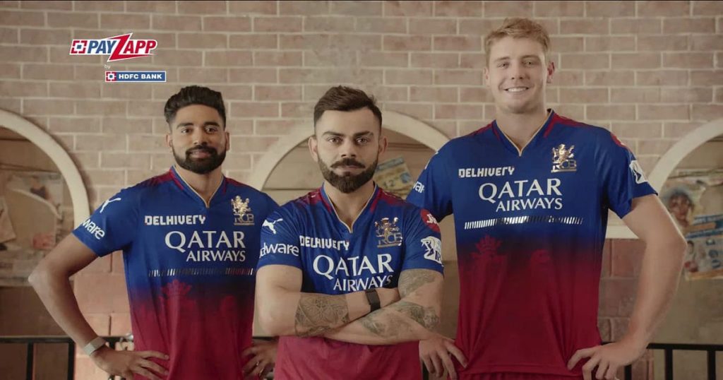 In the most recent advertisement campaign, RCB players practically promote PayZapp by HDFC